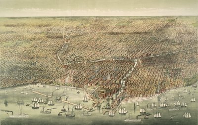 Chicago városának panorámaképe, pub. 1892 (színes litográfia) alkotó: American School