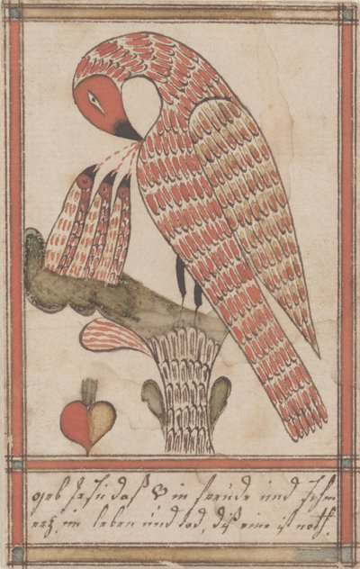 Pelikán kegyességében, 1800 körül (tinta és WC papíron) alkotó: American School
