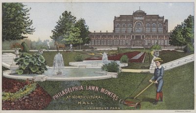 Philadelphiai fűnyírók a kertészeti csarnokban (chromolitho) alkotó: American School