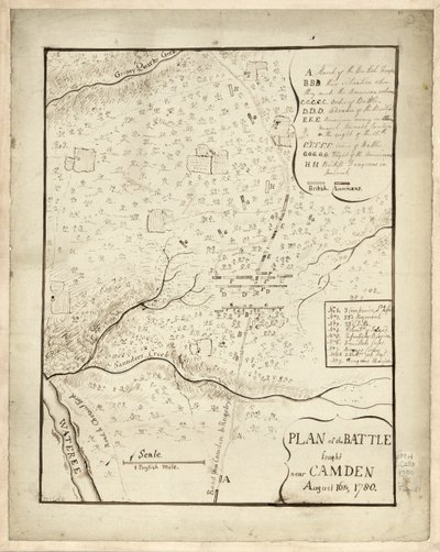 A Camden mellett vívott csata terve augusztus 16-án alkotó: American School