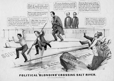 Politikai szőkék átkelve a Salt Riveren, kiadó: Currer & Ives, New York, 1860 alkotó: American School