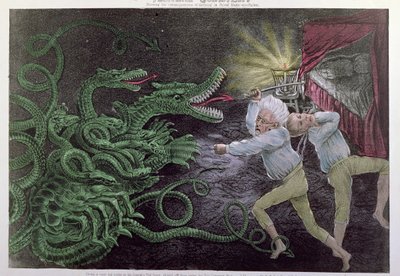 Politikai quixotism: The Diplomatic Hercules támadja a politikai hidrát, kiadó: Bisbee, 1833 körül alkotó: American School