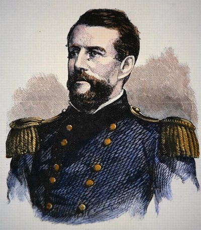 Keyes admirális portréja, az Egyesült Államok haditengerészete (színes litó) alkotó: American School