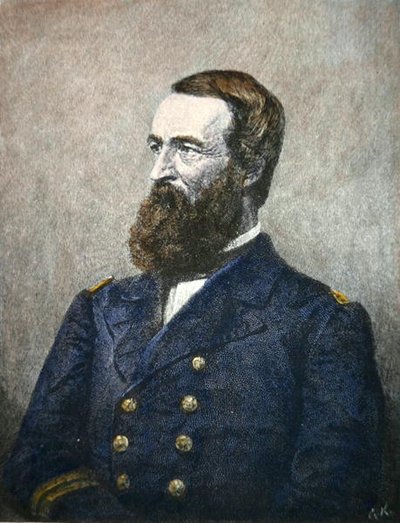 David Dixon Porter (1813-91), a Szövetségi Haditengerészet admirálisának portréja (színes litó) alkotó: American School