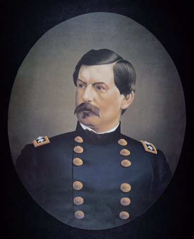 George B. McClellan tábornok portréja (színes litó) alkotó: American School