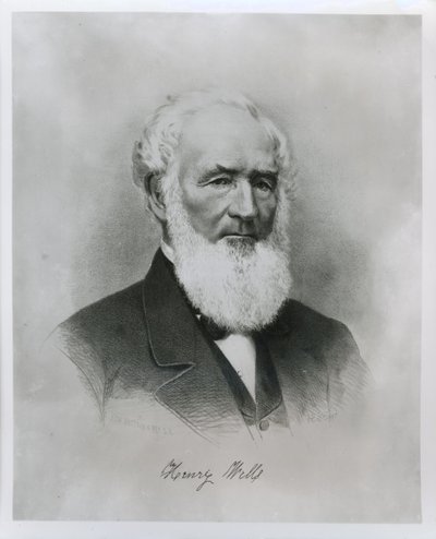 Henry Wells (1805-78) portréja, a Wells Fargo & Co. (litho) társalapítója alkotó: American School