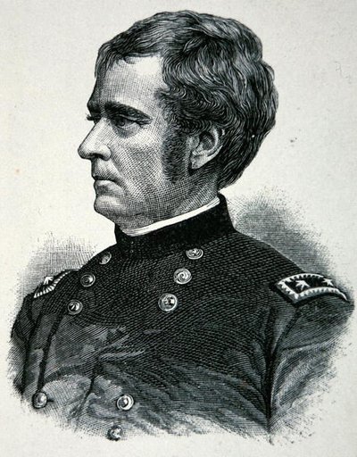 Joseph Hooker portréja, aki „Fighting Joe” néven ismert (litho) alkotó: American School