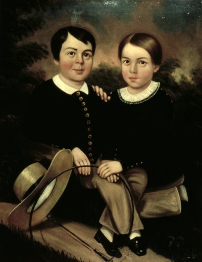Két gyermek portréja alkotó: American School