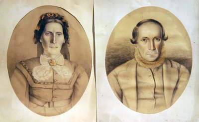 Férj és feleség portréja, 1880 körül (színes kréták papíron) alkotó: American School