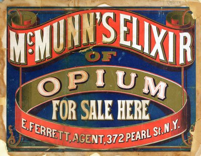 McMunns ópiumielixírt reklámozó plakát alkotó: American School