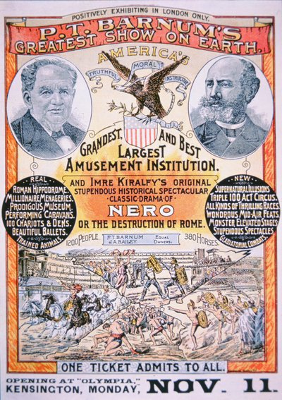 „P.T Barnum legnagyobb showja a Földön” plakát alkotó: American School