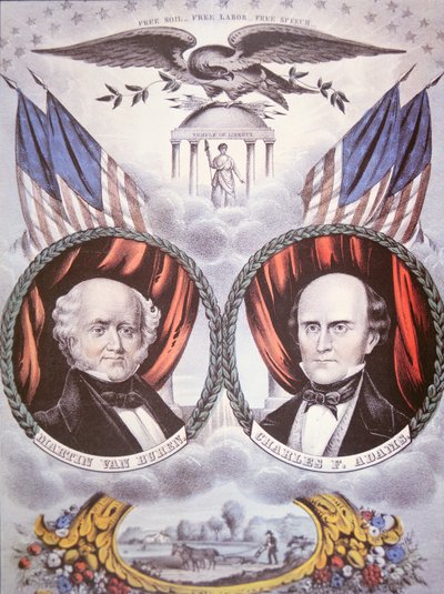 Martin van Burent (1782-1862) és Charles F. Adamst (1807-86) ábrázoló elnökválasztási poszter a „Free Soil Party” számára alkotó: American School