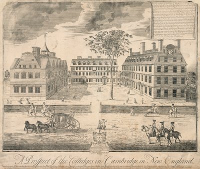 A Harvard Egyetem nyomtatása 1700 körül, 1700 körül (metszet) alkotó: American School