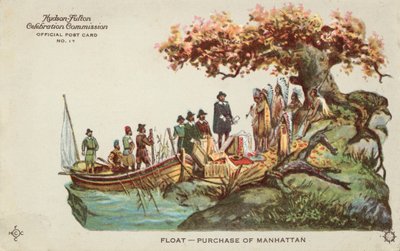 Manhattan beszerzése (színes lithó) alkotó: American School