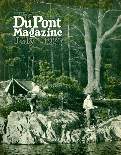Pyralin horgászni megy, a DuPont Magazin címlapja, 1923. július alkotó: American School