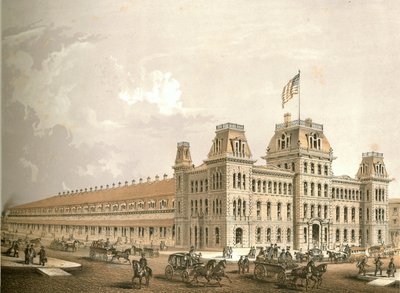 Railroad Depot, Chicago Illustrated, James W. Sheahan irodalmi leírásaival, Jevne & Almini, Chicago, 1866-67 alkotó: American School