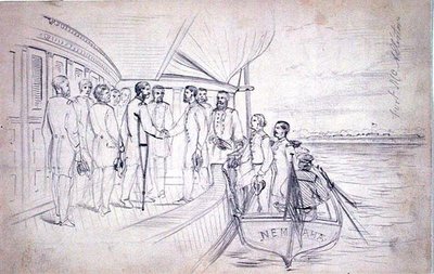 Foster tábornok Sherman tábornok fogadása az Ogeechee folyón alkotó: American School