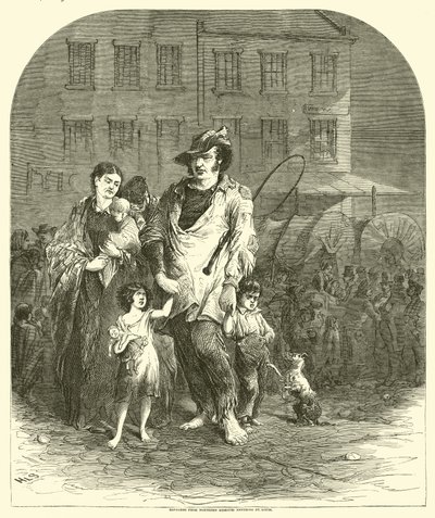 Észak-Missouriból érkező menekültek St Louisba, 1864. szeptember alkotó: American School