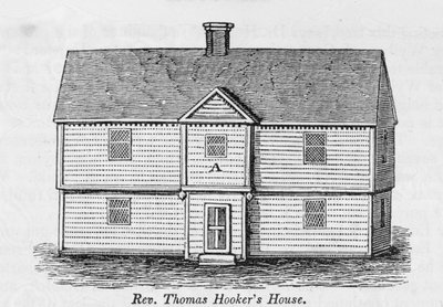 Thomas Hooker tiszteletes háza, a "Connecticut Historical Collections"-ből, John Warner Barber, 1856 alkotó: American School