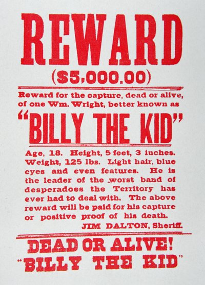 Billy, a kölyök (1859-81) jutalomplakát (litho) alkotó: American School