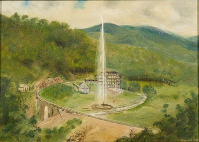Round Knob Inn and the Fountain, 1882 körül (olaj a fedélzeten) alkotó: American School