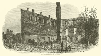 Chambersburg romjai, a városháza, 1864. szeptember alkotó: American School