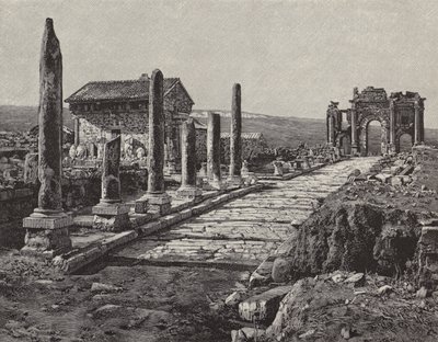 Timgad római-berber város romjai (ókori Thamugas), Algéria (metszet) alkotó: American School