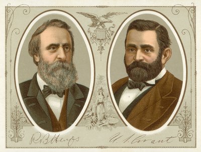 Rutherford B Hayes, Ulysses S Grant (chromolitho) alkotó: American School