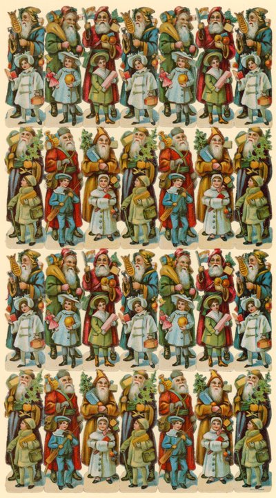 Mikulás gyerekekkel, figurák lapja alkotó: American School