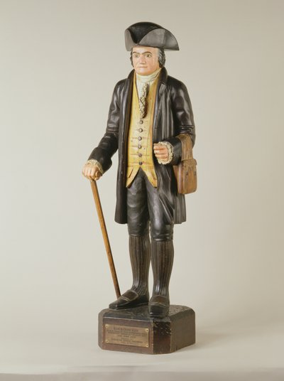 Diedrich Knickerbocker szobra, amely a New York-i Knickerbocker Hallban állt, 1850-67 körül (festett fa) alkotó: American School