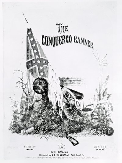 Kottaborító a „The Conquered Banner”-hez, Moina verse, zenéje: La Hache, kocsma. A. E. Blackmar, 1862 alkotó: American School