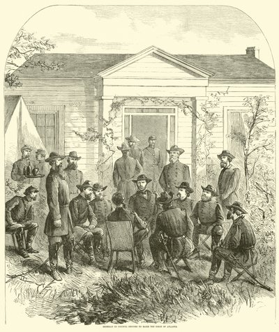Sherman a Tanácsban úgy dönt, hogy felveti Atlanta ostromát, 1864 júliusában alkotó: American School