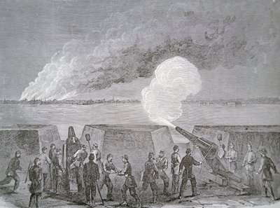 Charleston ostroma, a bombázások alatt égő város 1864. január 3-án, a Harper