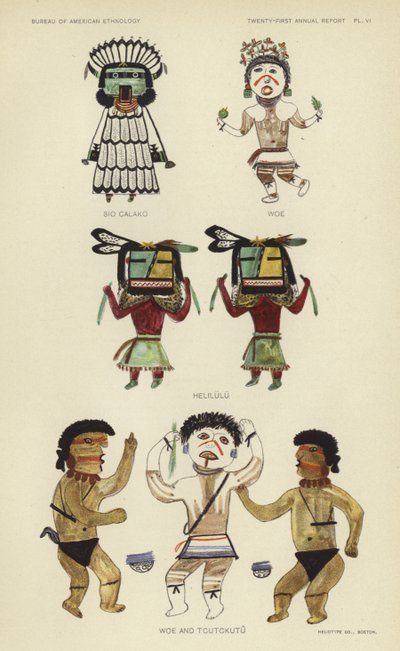 Sio Calako, Woe, Helilulu, Woe és Tcutckutu (színes litográfia) alkotó: American School