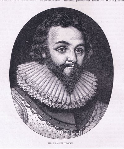 Sir Francis Drake, illusztráció Cassell története az Egyesült Államok pubjából. készítette: Petter & Galpin 1890 körül (litho) alkotó: American School