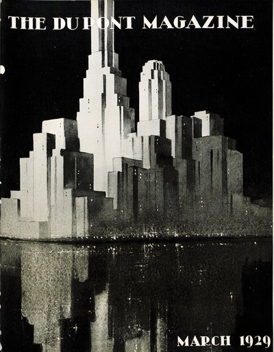 Felhőkarcolók, a DuPont Magazin címlapja, 1929. március alkotó: American School