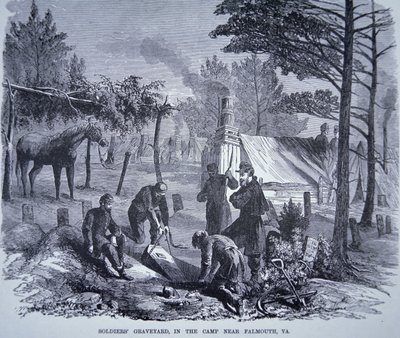 Katonák temetője a táborban Falmouth közelében, Virginia államban (litho) alkotó: American School
