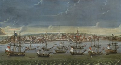 New York város délkeleti kilátása, 1756-1757 körül alkotó: American School