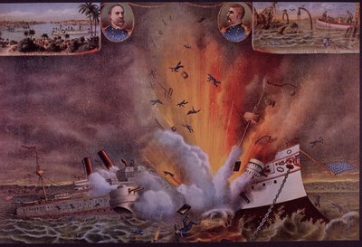 Spanyol-amerikai háború 1898, USS Maine felrobbantása Havanna kikötőjében alkotó: American School