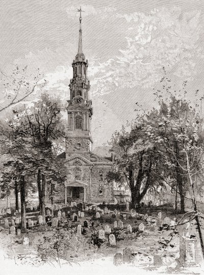 A New York-i Szent Pál-templom a 19. században, a "The Century Illustrated Monthly Magazine" című, 1884-ben kiadott lapból (metszet). alkotó: American School