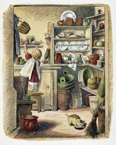 Tárolás a konyhában „” Schnick, nassolnivaló, apróságok a kicsiknek””, gyerekjátékok. szerk. London – Georges Ronthedge és fiai. New York, The wide way Ludgate n.d. c. 1890. alkotó: American School