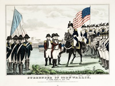 Surrender of Cornwallis at York Town, VA, October 1781, pub. Currier  Ives alkotó: American School