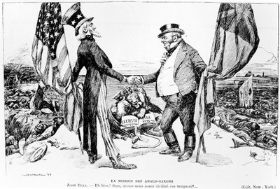 Az angolszász küldetés, illusztráció a Le Rire-ből, 1899 alkotó: American School