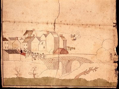 Lexington és Concord csata (toll, tinta és wc papíron) alkotó: American School