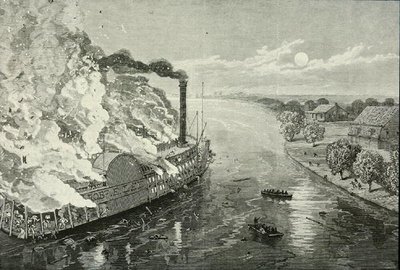A „Robert E. Lee” égése a Mississippi-parton, Vicksburg közelében alkotó: American School