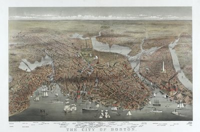 Boston városa, pub. 1873 (színes litográfia) alkotó: American School