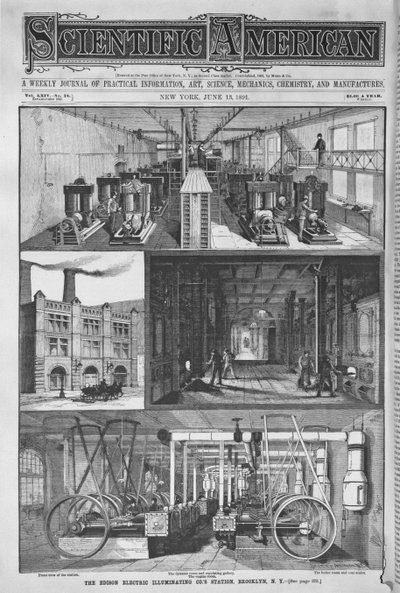 Az Edison Electric Illuminating Cos Station, a Scientific American illusztrációja, 1891 alkotó: American School
