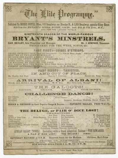 A Bryants Operaház elitprogramja, Morris Coster kiadásában alkotó: American School
