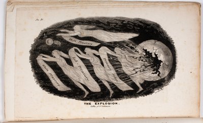 A robbanás, illusztráció a The Vision of Judgement vagy A Presen for the whig of 76 and 37 by Junius Jr., 1938 alkotó: American School