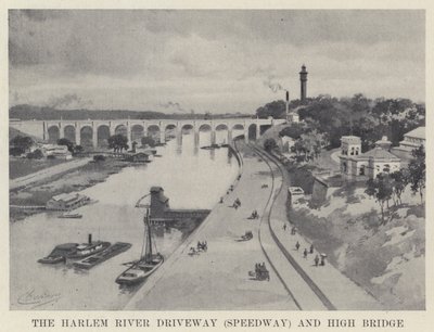 A Harlem folyó felhajtója (Speedway) és a High Bridge (f/w fotó) alkotó: American School